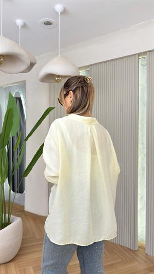 Sarı Düşük Omuz Oversize Gömlek