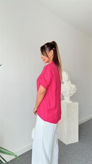 Pembe Brome Sırt Düğmeli Gömlek