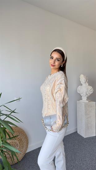 Örgü Desen Varaklı Bakır Kazak