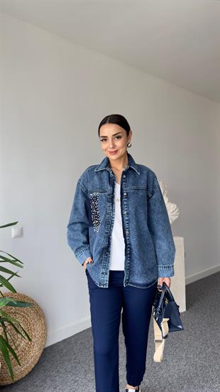 Marka Model Yanı Çakım Taşlı Kot Ceket