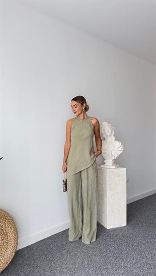 Solte Asimetrik Kesim Haki Keten Takım