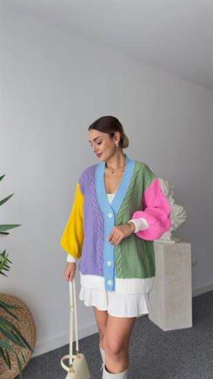 Helen Renk Geçişli Triko Hırka