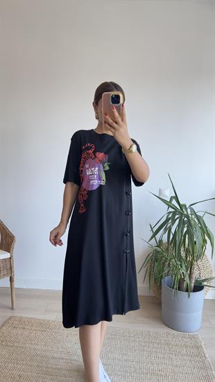 Risel Marka Model Baskılı Elbise 
