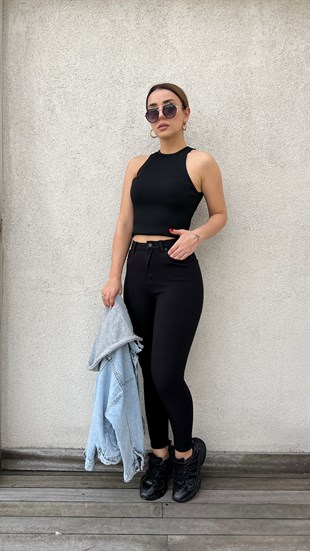 Likralı Toparlayan Siyah Skinny Jean