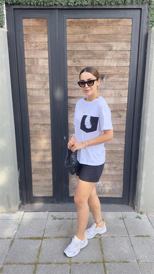Alas Yazı Detaylı Beyaz Tshirt
