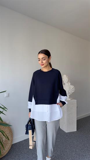 Lawa Gömlek Detaylı Lacivert Modal Sweat