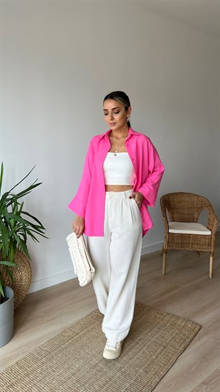 Oversize Pembe Gömlek