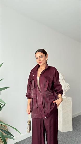 Bordo Vuaye Cep Detaylı Takım