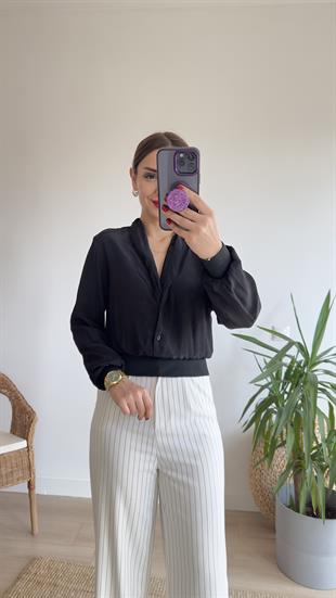 Giva Lastikli Siyah Bluz