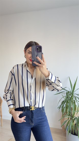 Zra Model Çizgili Saten Gömlek 