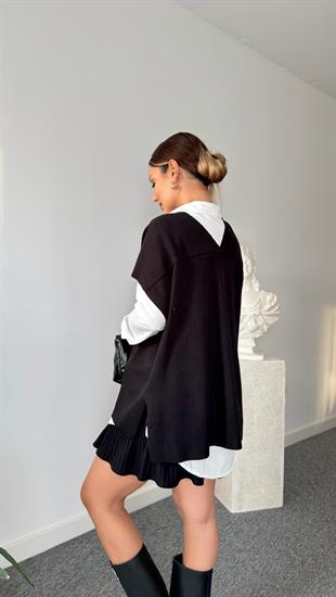 Ön Arka V Salaş Siyah Süveter