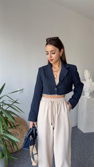 Zra Model Önü Çizgili Crop Ceket