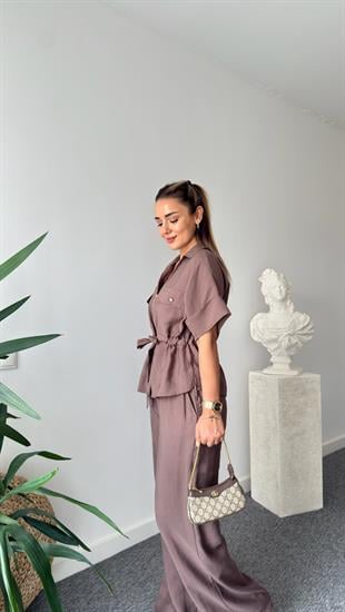 Kahve Resa Gold Fermuarlı Tensel Takım