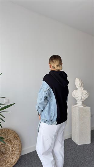 Corey Kot Geçişli Siyah Sweatshirt