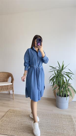 Kuşaklı Tensel Jean Elbise 