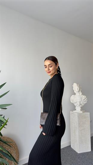 Rudi Zra Model Siyah Çelik Triko Elbise 