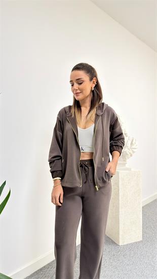 Kahve Leuna Paraşüt Detaylı Modal Takım