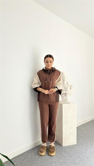 Kahve Tasarım Garnili İnterlok Takım