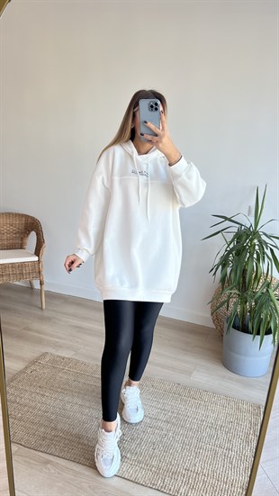 Sırtı Destıny Yazı Detaylı Ekru Sweat