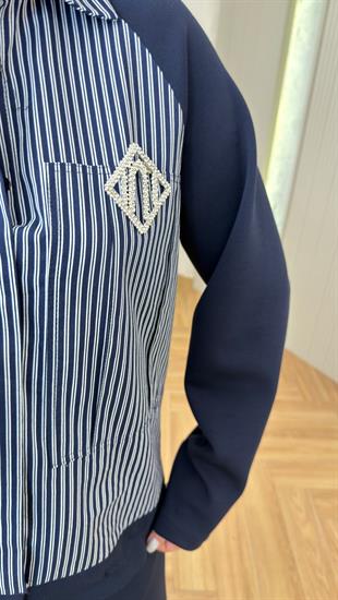 Lacivert Jeus Marka Model Broşlu Takım