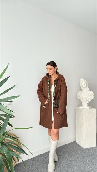 Arma Gold Detaylı Kahve Buklet Kaban