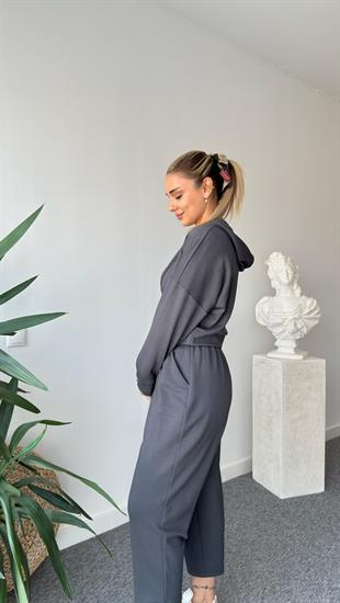 Gri Nela Kapüşonlu Modal Takım