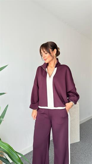 Bordo Maiga Yarım Fermuarlı Modal Takım