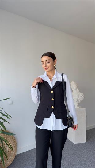 Çift Parça Görünümlü Poplin Gömlek