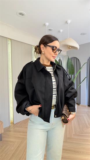 Siyah Zra Model Pile Detaylı Süet Ceket