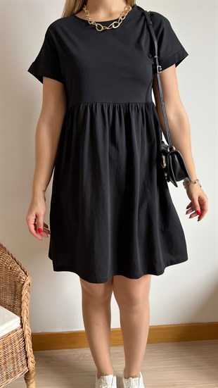 Siyah Penye Basic Elbise
