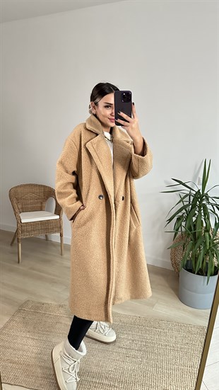 Camel Astarlı Buklet Kaban