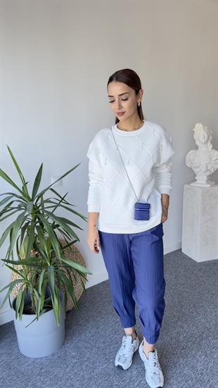 Rano Orj Model Sırt Poplin Ekru Tasarım Sweat
