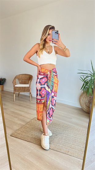 Zara Model Düğümlü Saten Etek