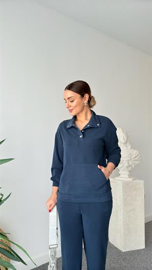 Lacivert Lavri Çıtçıtlı Modal Takım