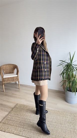 Püsküllü Renkli Blazer Ceket
