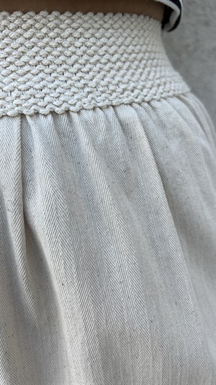 Beli Lastikli Keten Palazzo Pantolon