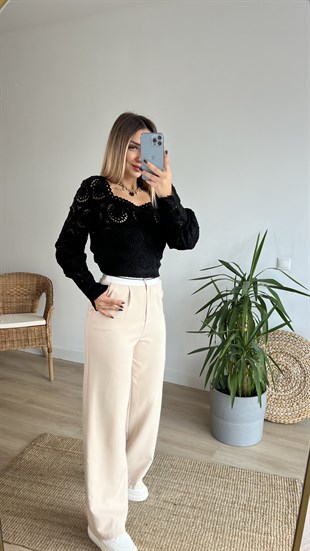 Tasarım Siyah Fisto Bluz 