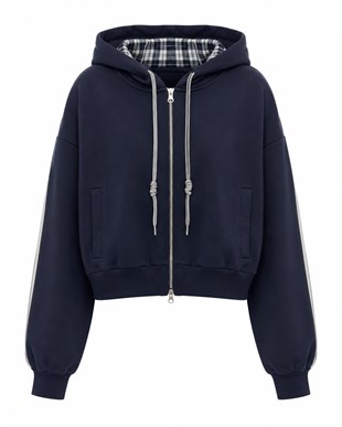Volme Ekose Kapüşon Detaylı Sweatshirt