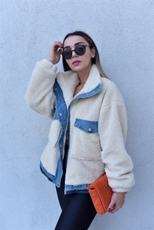 Kot Detaylı Bej Teddy Mont