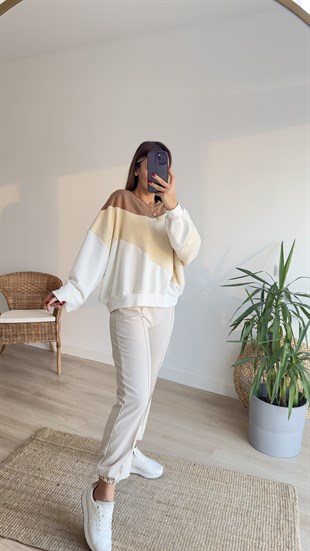 Renk Geçişli Bej Sweat