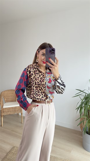 Patchwork Saten Gömlek