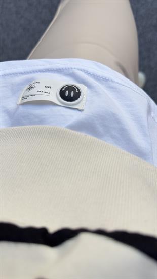 Merla Tshirt Detay Çizgili Basic Sweat
