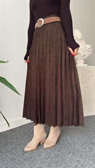 Kahve Nole Zra Model Piliseli Süet Etek