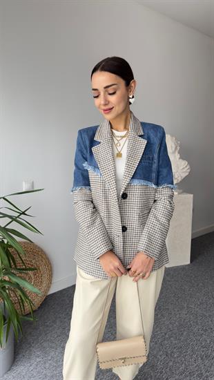 Asia Kot Detaylı Kaşe Blazer Ceket