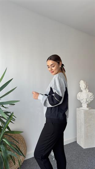 Orso Tws Model Kollar Paraşütlü Gri Sweatshirt