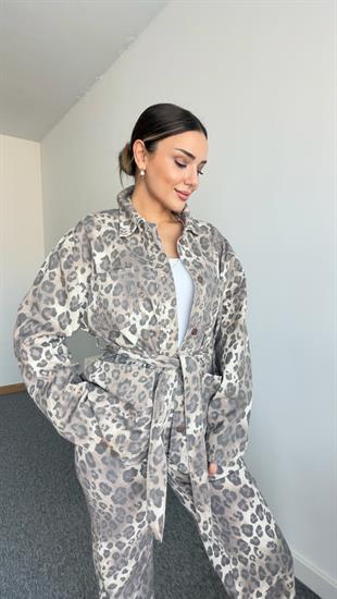 Rotha  Leopar Desenli Kuşaklı Jean Takım