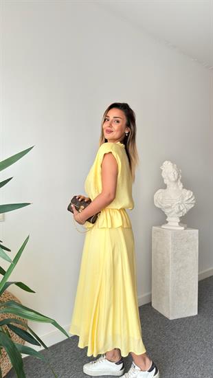 Sarı Quen Taş Detaylı Tensel Etekli Takım