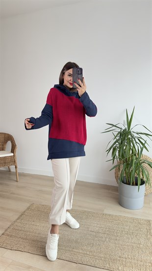 Triko Detaylı Lacivert Sweat