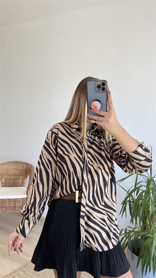 Zebra Desen Süet Gömlek