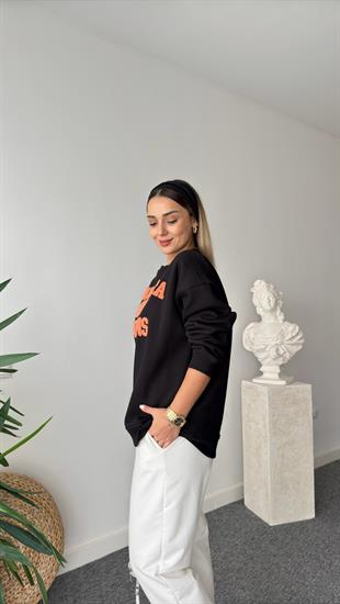 Minnesota Yazılı Siyah Sweatshirt